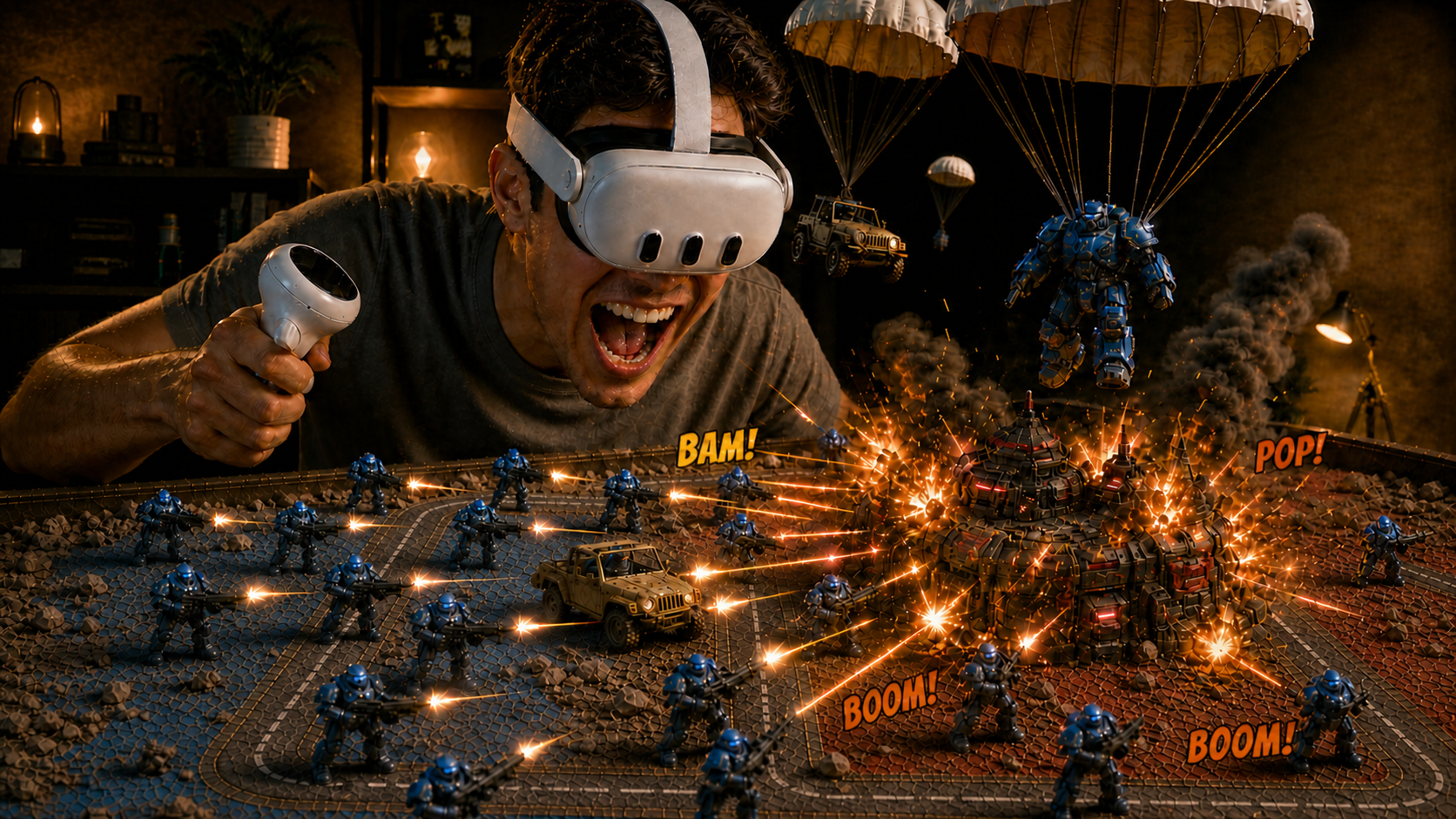 Player in VR commanding Project S tabletop units