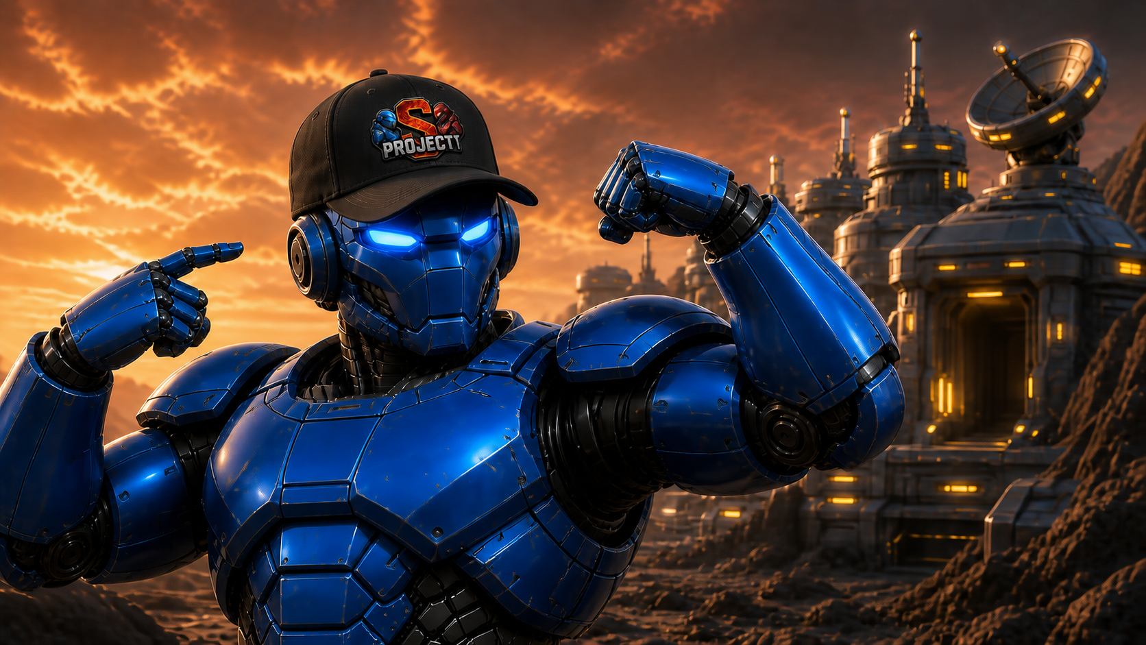 Robot wearing Project S cap